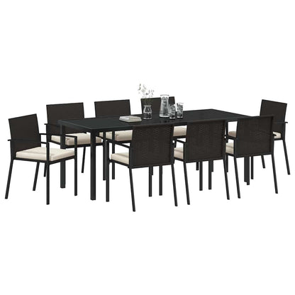Garden Dining Set 9 pcs Black Powder-Coated Steel
