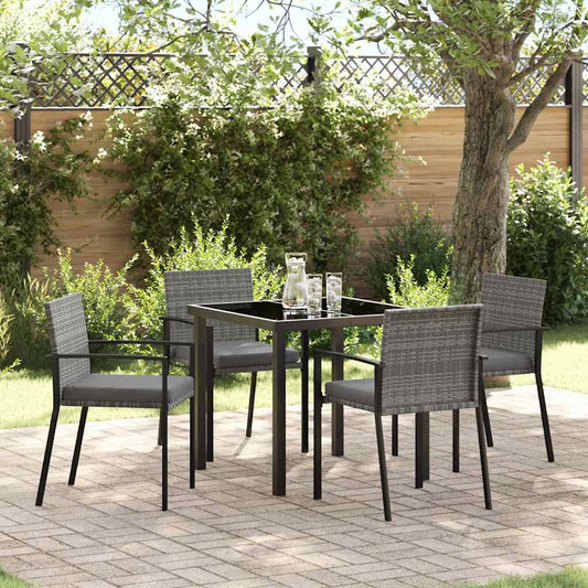 Garden Dining Set 5 pcs Grey Powder-Coated Steel