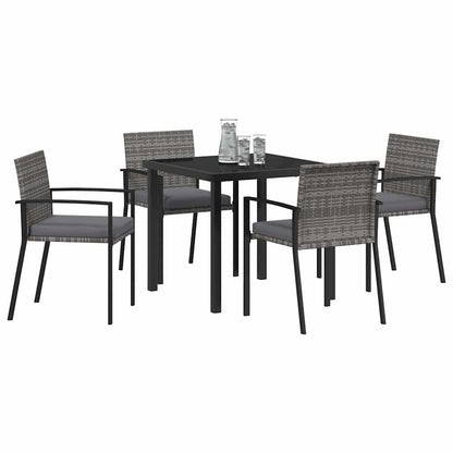Garden Dining Set 5 pcs Grey Powder-Coated Steel