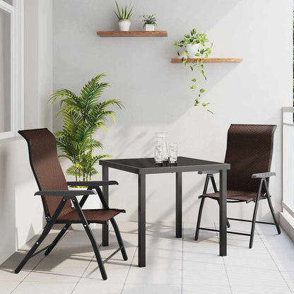 Garden Dining Set 3 pcs Brown Powder-Coated Steel