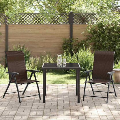 Garden Dining Set 3 pcs Brown Powder-Coated Steel