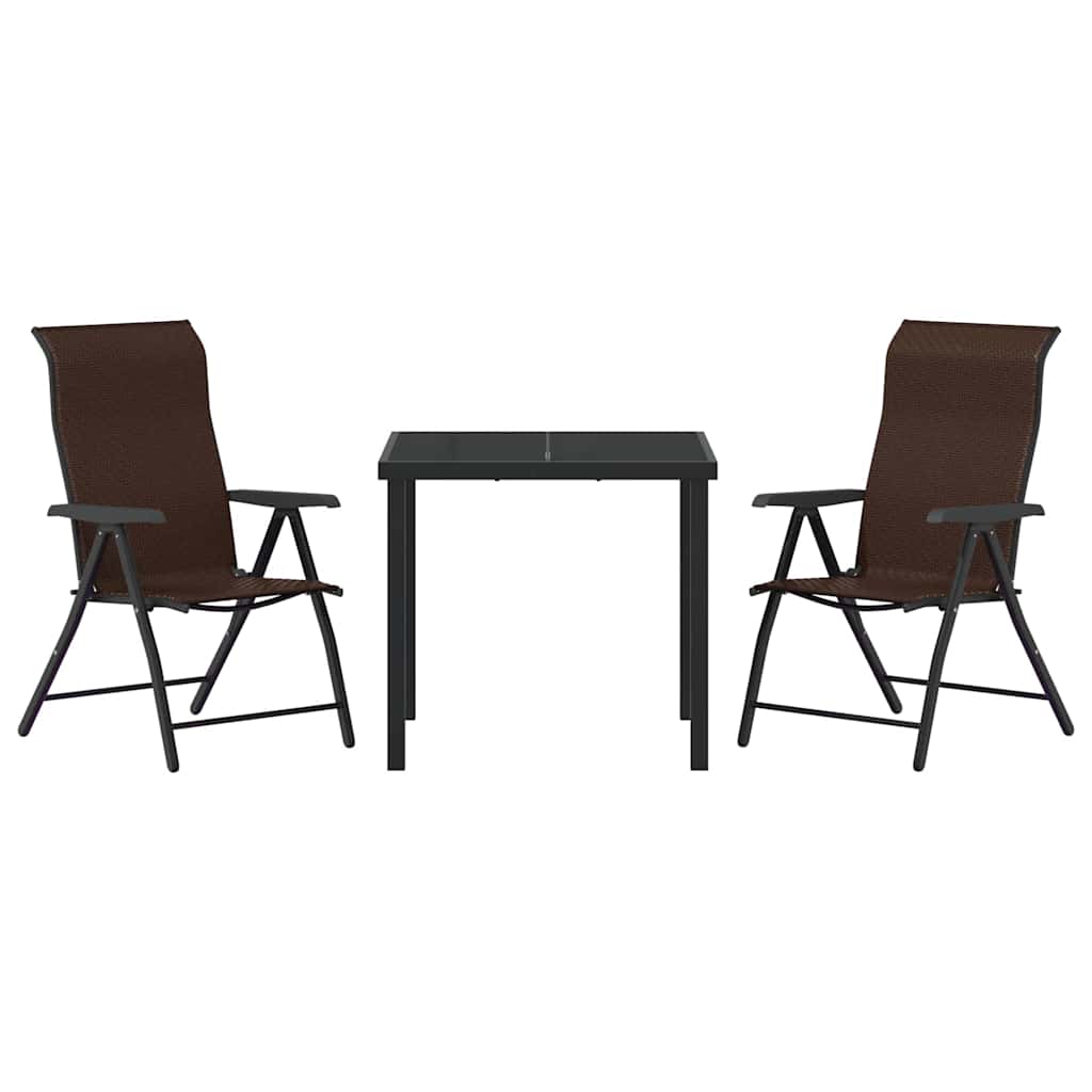 Garden Dining Set 3 pcs Brown Powder-Coated Steel