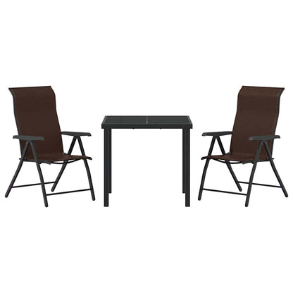 Garden Dining Set 3 pcs Brown Powder-Coated Steel