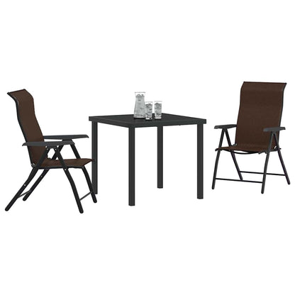 Garden Dining Set 3 pcs Brown Powder-Coated Steel