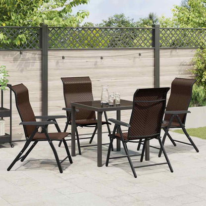 Garden Dining Set 5 pcs Brown Powder-Coated Steel