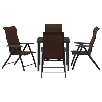 Garden Dining Set 5 pcs Brown Powder-Coated Steel