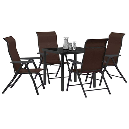 Garden Dining Set 5 pcs Brown Powder-Coated Steel