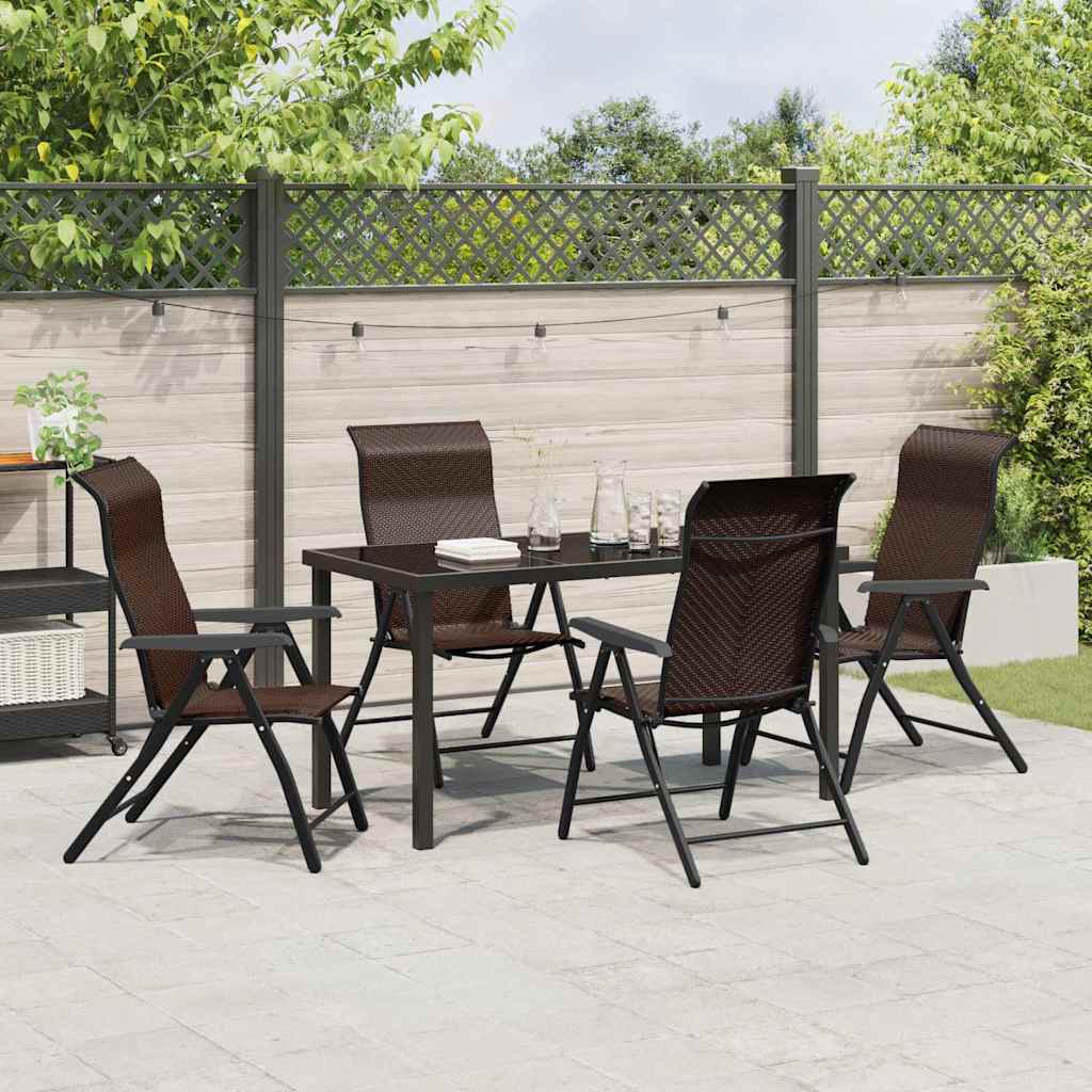 Garden Dining Set 5 pcs Brown Powder-Coated Steel