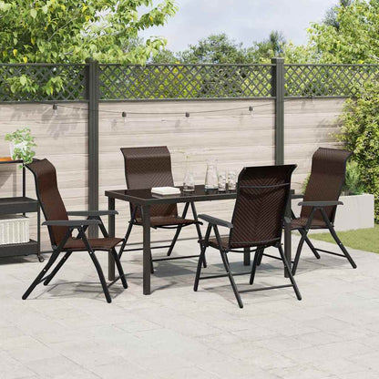 Garden Dining Set 5 pcs Brown Powder-Coated Steel