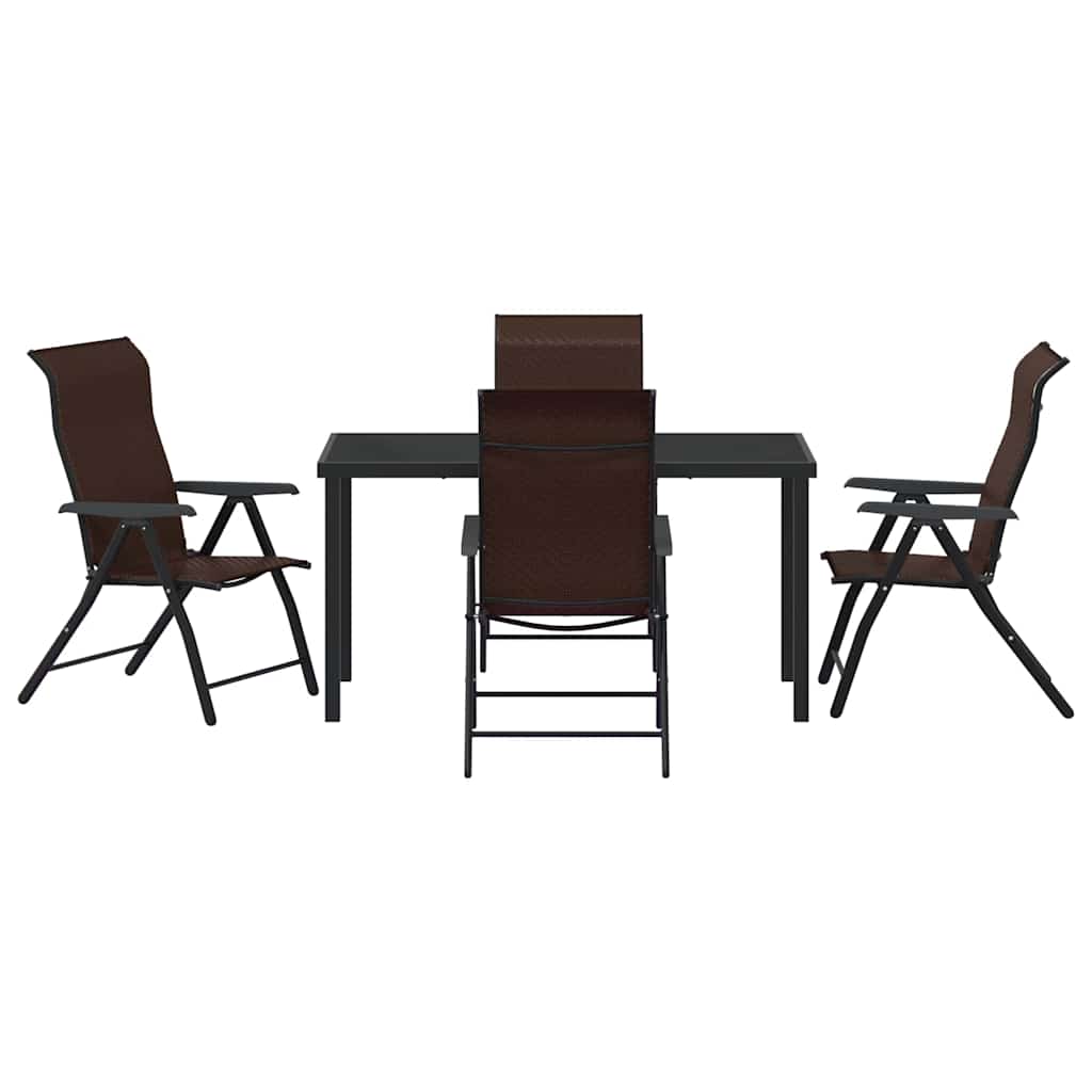 Garden Dining Set 5 pcs Brown Powder-Coated Steel