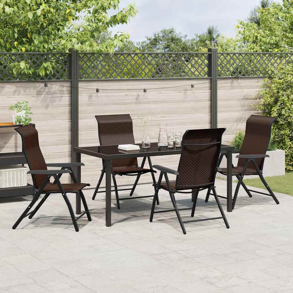 Garden Dining Set 5 pcs Brown Powder-Coated Steel