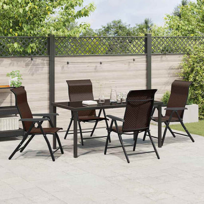 Garden Dining Set 5 pcs Brown Powder-Coated Steel