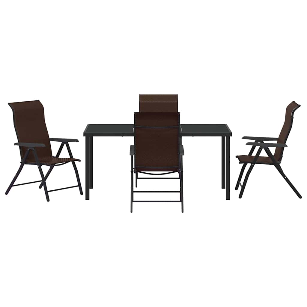 Garden Dining Set 5 pcs Brown Powder-Coated Steel