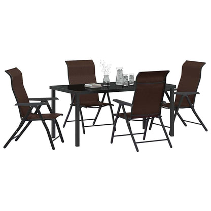 Garden Dining Set 5 pcs Brown Powder-Coated Steel