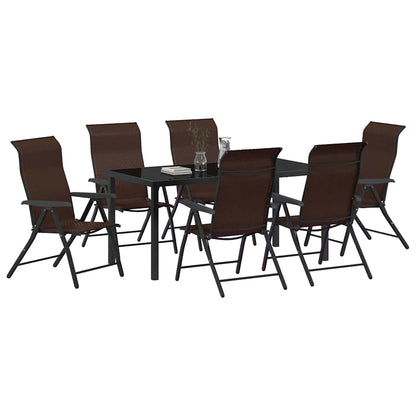 Garden Dining Set 7 pcs Brown Powder-Coated Steel