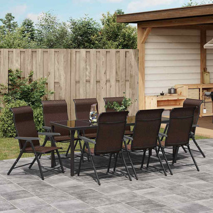 Garden Dining Set 9 pcs Brown Powder-Coated Steel