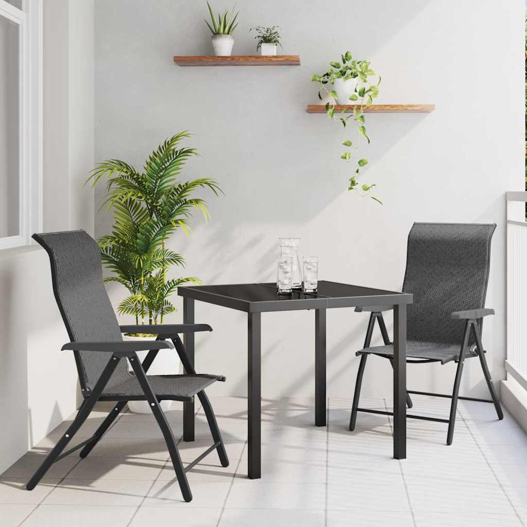 Garden Dining Set 3 pcs Grey Powder-Coated Steel