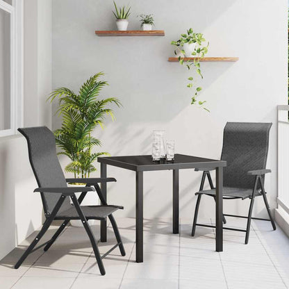Garden Dining Set 3 pcs Grey Powder-Coated Steel