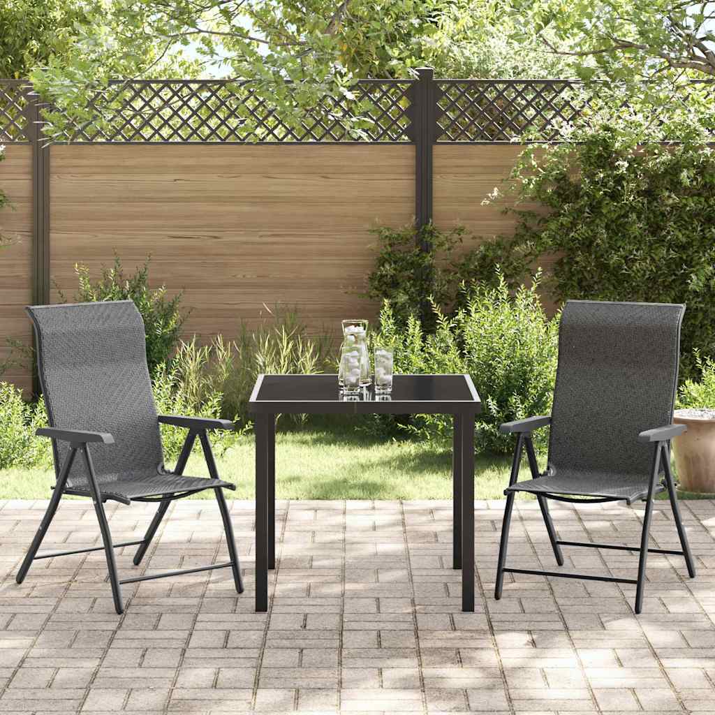 Garden Dining Set 3 pcs Grey Powder-Coated Steel