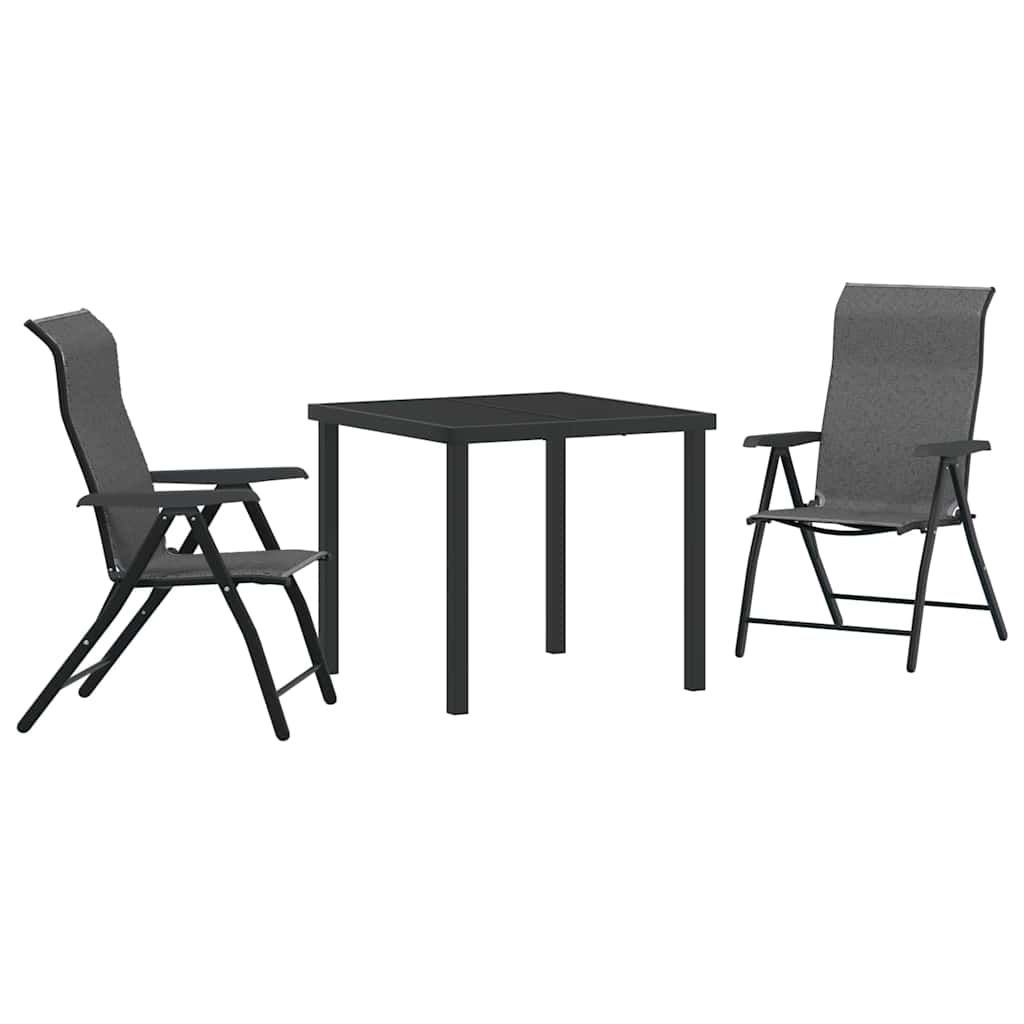 Garden Dining Set 3 pcs Grey Powder-Coated Steel