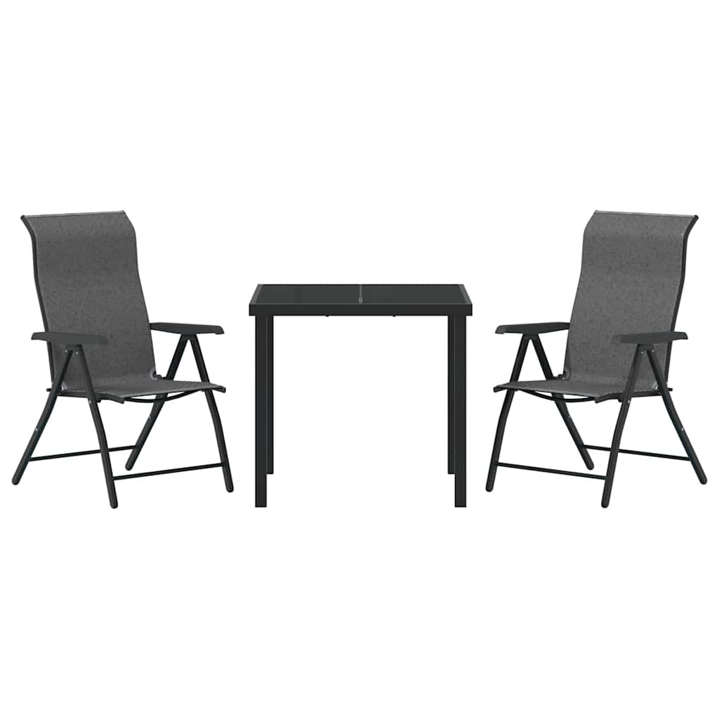 Garden Dining Set 3 pcs Grey Powder-Coated Steel