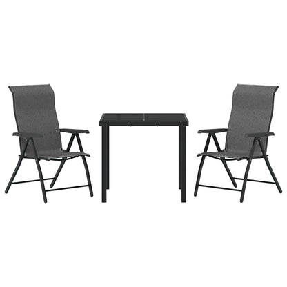 Garden Dining Set 3 pcs Grey Powder-Coated Steel