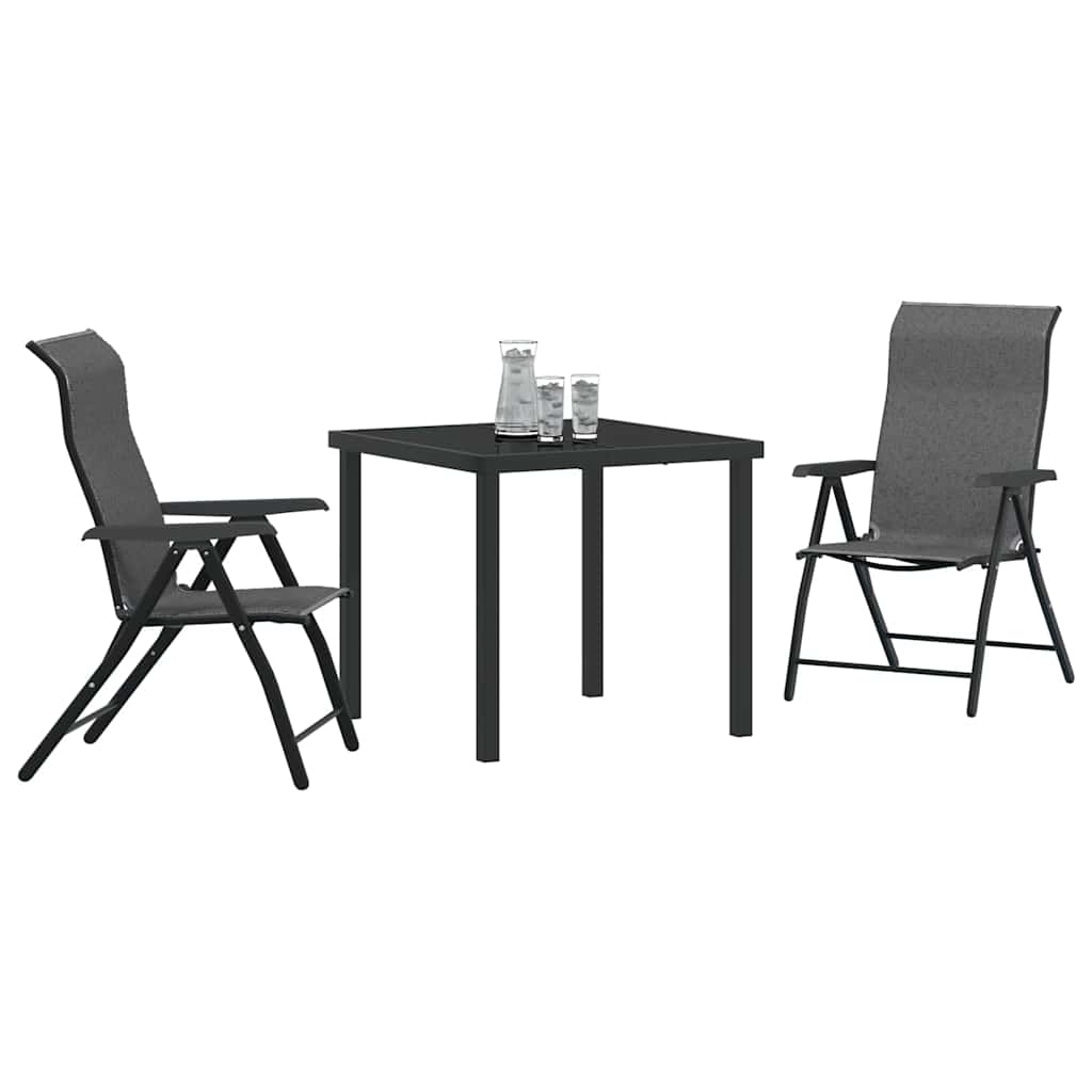 Garden Dining Set 3 pcs Grey Powder-Coated Steel