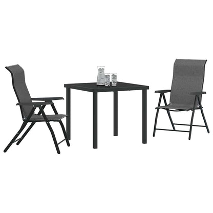 Garden Dining Set 3 pcs Grey Powder-Coated Steel