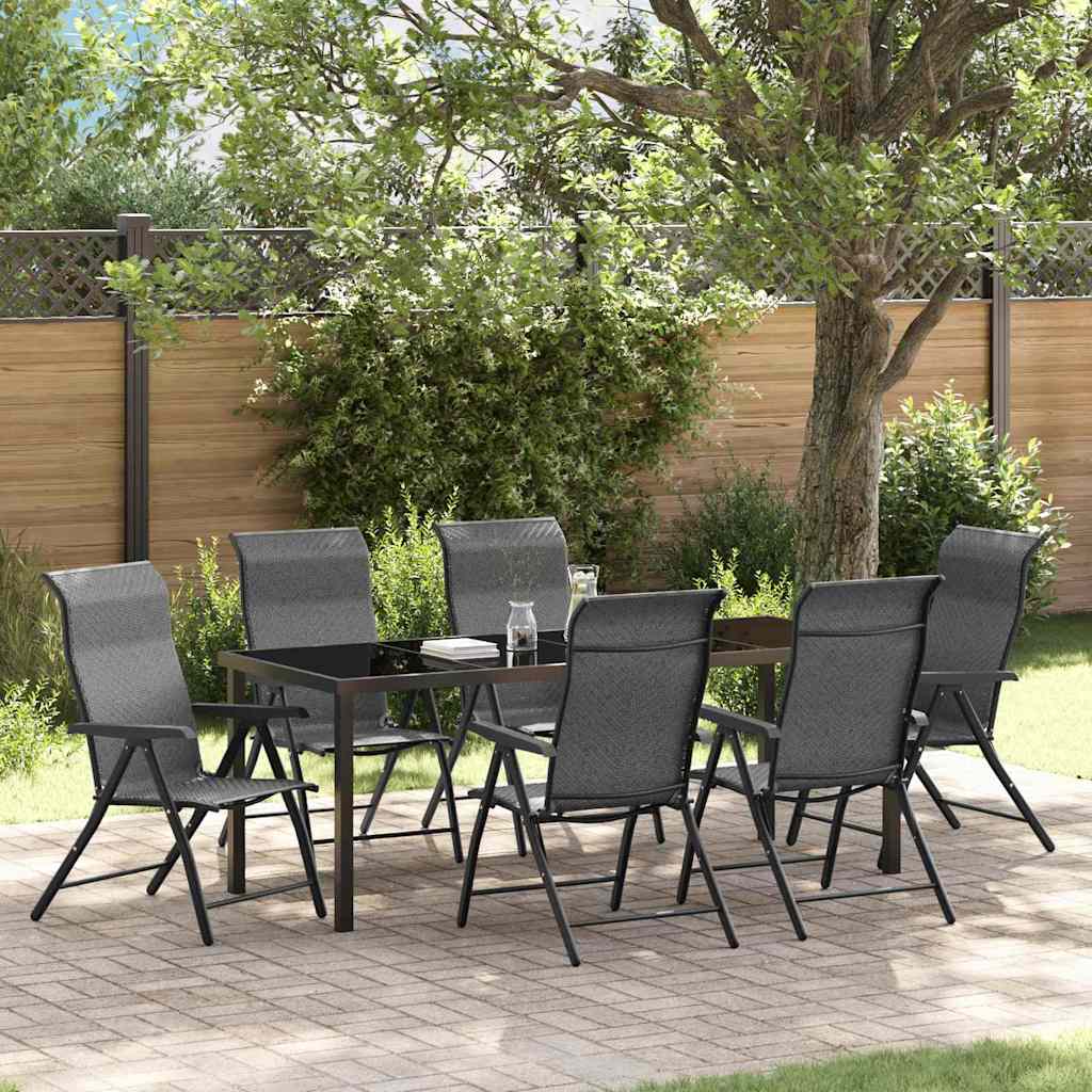 Garden Dining Set 7 pcs Grey Powder-Coated Steel