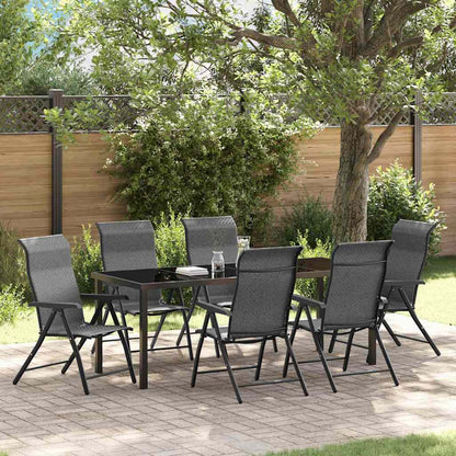 Garden Dining Set 7 pcs Grey Powder-Coated Steel