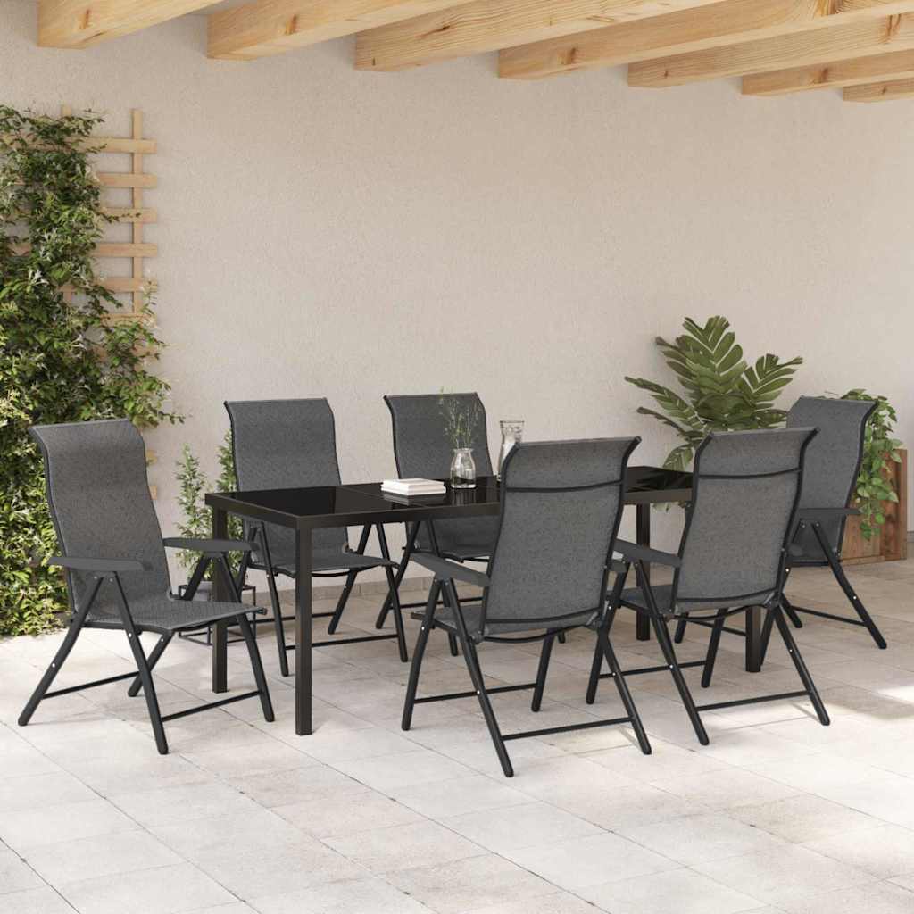 Garden Dining Set 7 pcs Grey Powder-Coated Steel