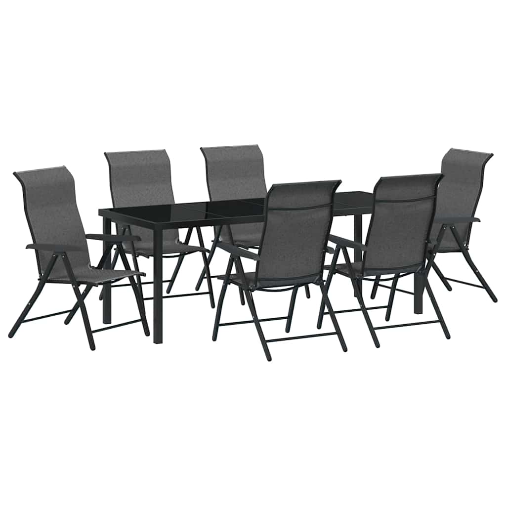 Garden Dining Set 7 pcs Grey Powder-Coated Steel