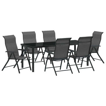 Garden Dining Set 7 pcs Grey Powder-Coated Steel