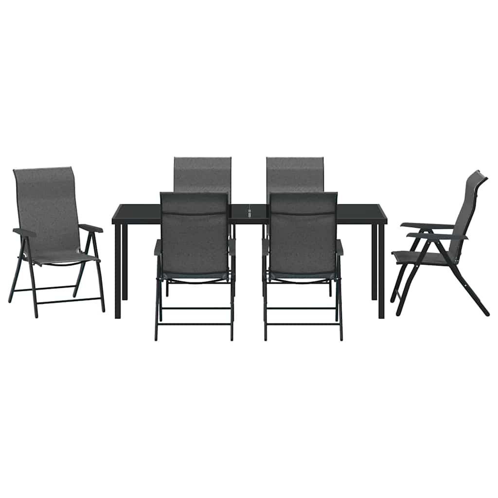 Garden Dining Set 7 pcs Grey Powder-Coated Steel