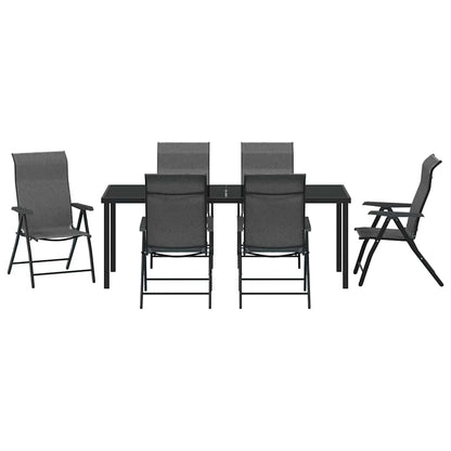 Garden Dining Set 7 pcs Grey Powder-Coated Steel