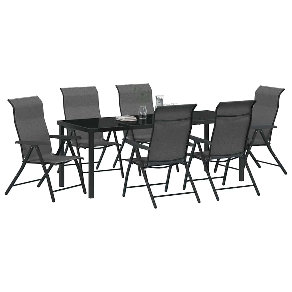 Garden Dining Set 7 pcs Grey Powder-Coated Steel