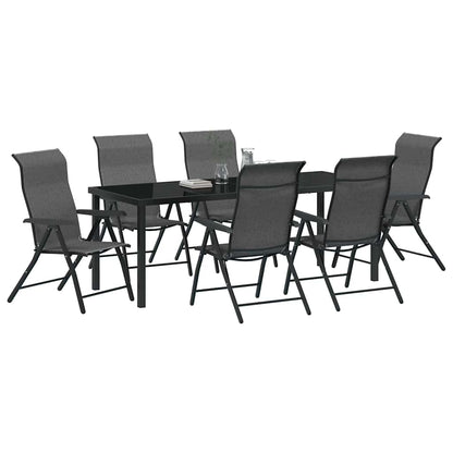 Garden Dining Set 7 pcs Grey Powder-Coated Steel