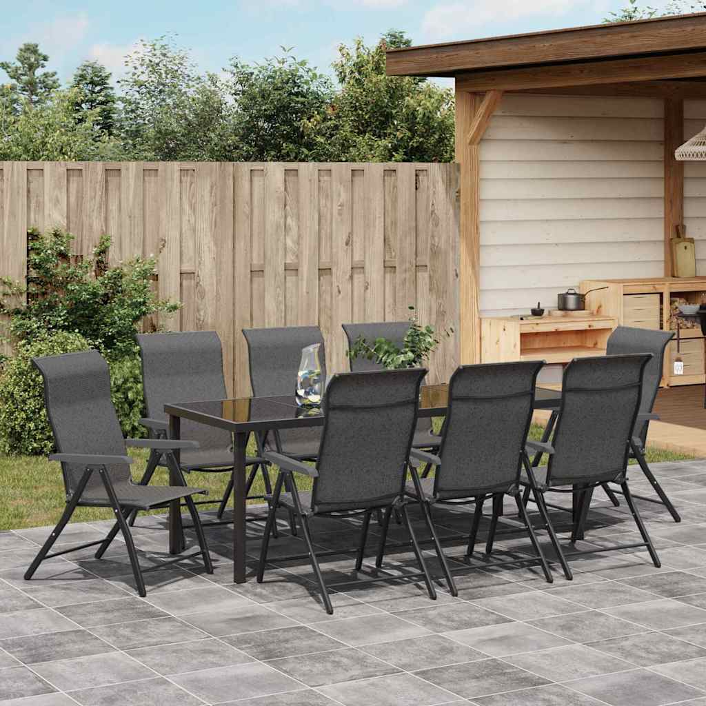Garden Dining Set 9 pcs Grey Powder-Coated Steel