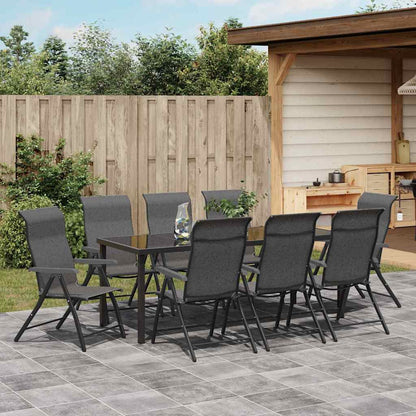 Garden Dining Set 9 pcs Grey Powder-Coated Steel