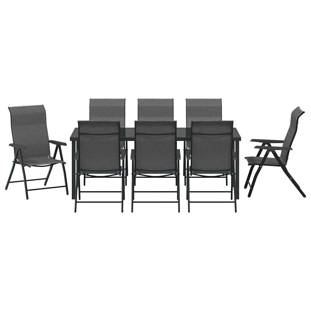 Garden Dining Set 9 pcs Grey Powder-Coated Steel