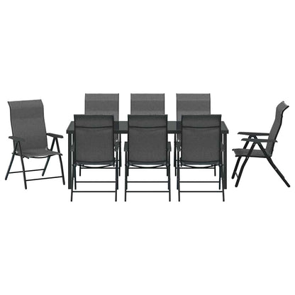 Garden Dining Set 9 pcs Grey Powder-Coated Steel