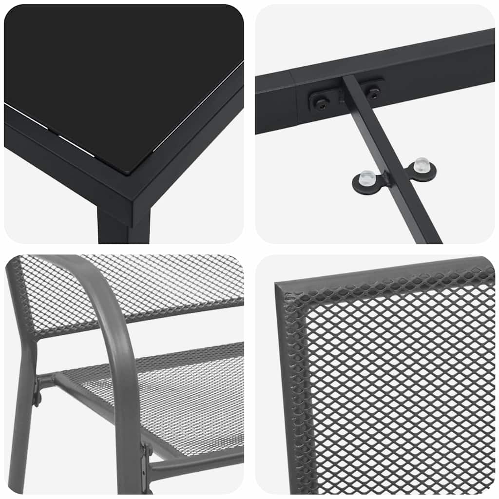Garden Dining Set 3 pcs Anthracite Powder-Coated Steel