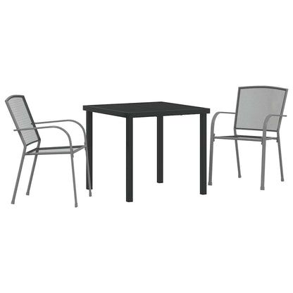 Garden Dining Set 3 pcs Anthracite Powder-Coated Steel