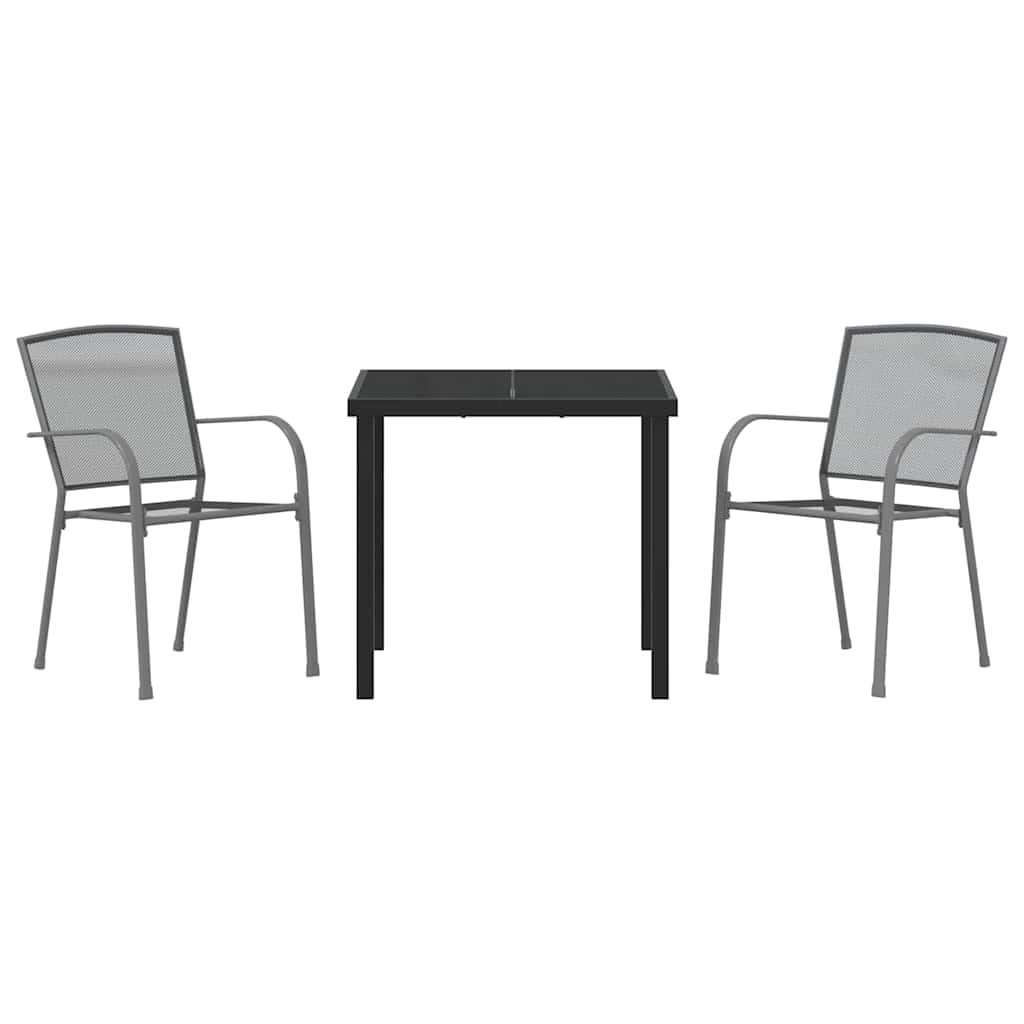 Garden Dining Set 3 pcs Anthracite Powder-Coated Steel