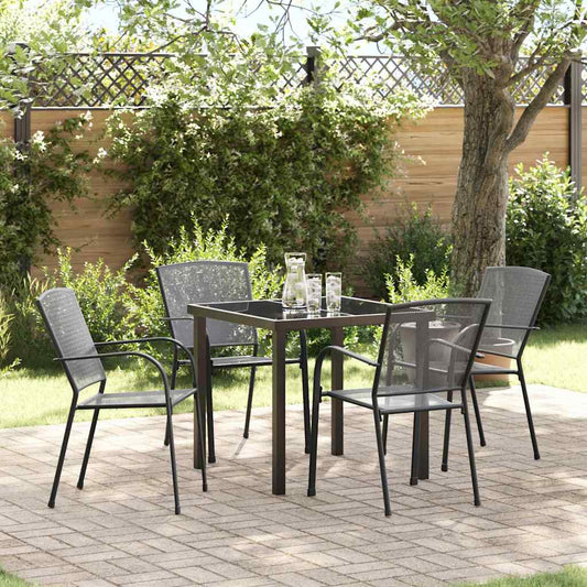 Garden Dining Set 5 pcs Anthracite Powder-Coated Steel