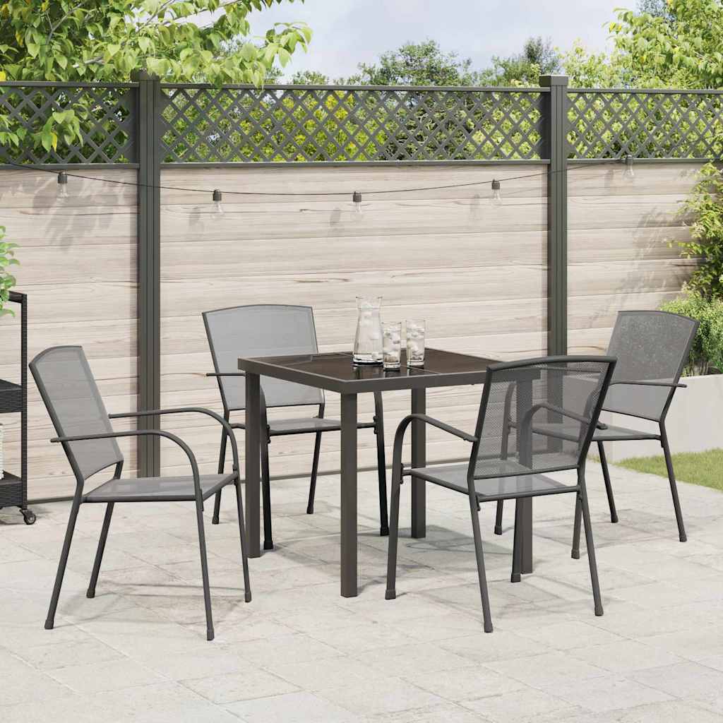 Garden Dining Set 5 pcs Anthracite Powder-Coated Steel