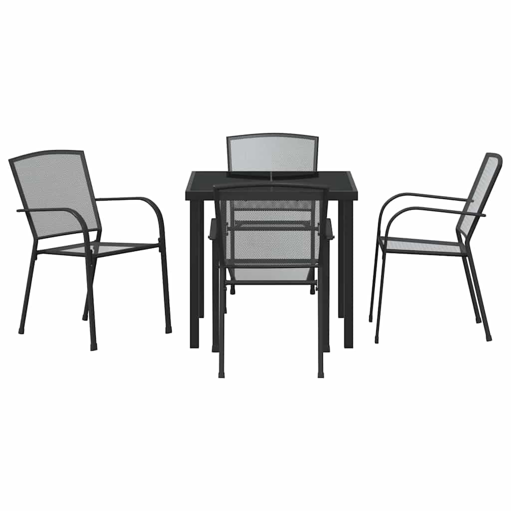 Garden Dining Set 5 pcs Anthracite Powder-Coated Steel