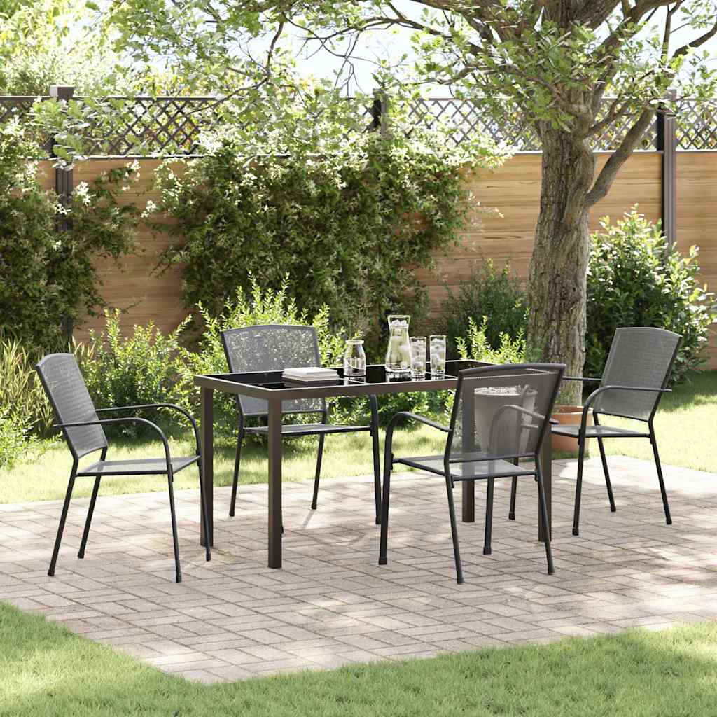 Garden Dining Set 5 pcs Anthracite Powder-Coated Steel