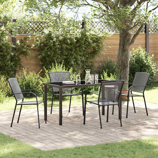 Garden Dining Set 5 pcs Anthracite Powder-Coated Steel