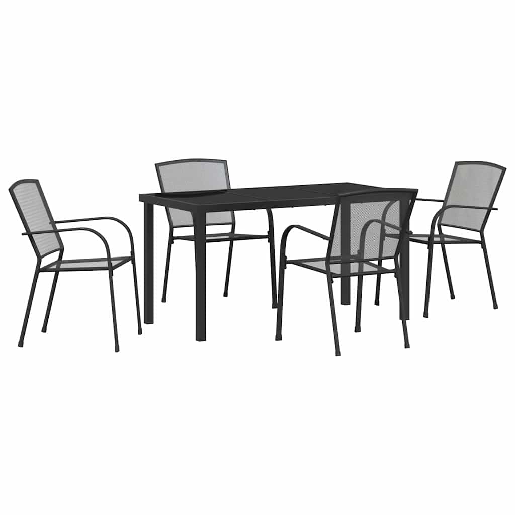 Garden Dining Set 5 pcs Anthracite Powder-Coated Steel